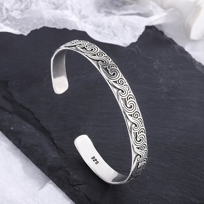 New Arrival Retro Wave Bracelets 925 Sterling Silver Jewelry Fashion Spray Personality Sweet Cloud Opening Bangles TYB116