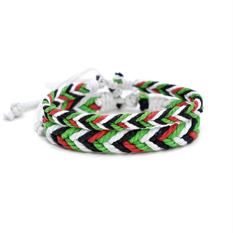 Geometric Polka Dot Palestine Bracelet for Men Women Hand Multicolor Weave Arabic Style Gaza Flag Jewelry Accessories