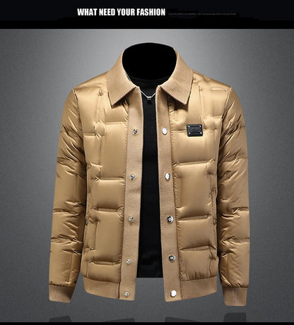 Minglu Autumn Winter Single Breasted Men's Jackets High Quality Solid Color White Duck Down Casual Down Male Coats Plus Size 5XL