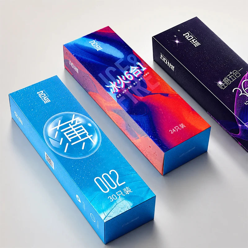 Ultra Thin Condoms Ribbed and Dotted Mixed Pack 24pcs/30pcs Latex Sex Protection Strong Safe  Pleasure Textured Surface for Men