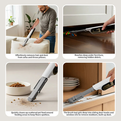 Handheld Vacuum Cleaner with LED Light, Portable Car Cordless Vacuum Cleaner with Powerful Suction and 7 Nozzles, Blowing, White