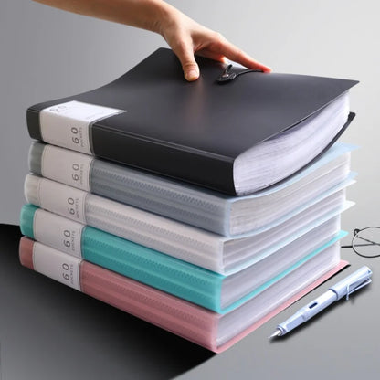 A4 Plastic Folder with 60 Transparent Pages Morandi Tinted Organizer for Students/Certificates/Exams/Pregnancy Documents