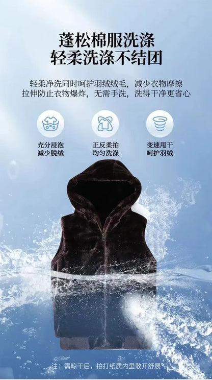 2026 Autumn Winter Men's Thicked Golden Velvet Warm Vest Fashion Solid Sleeveless Zipper Hooded Jacket Fake Fur Couple Waistcoat