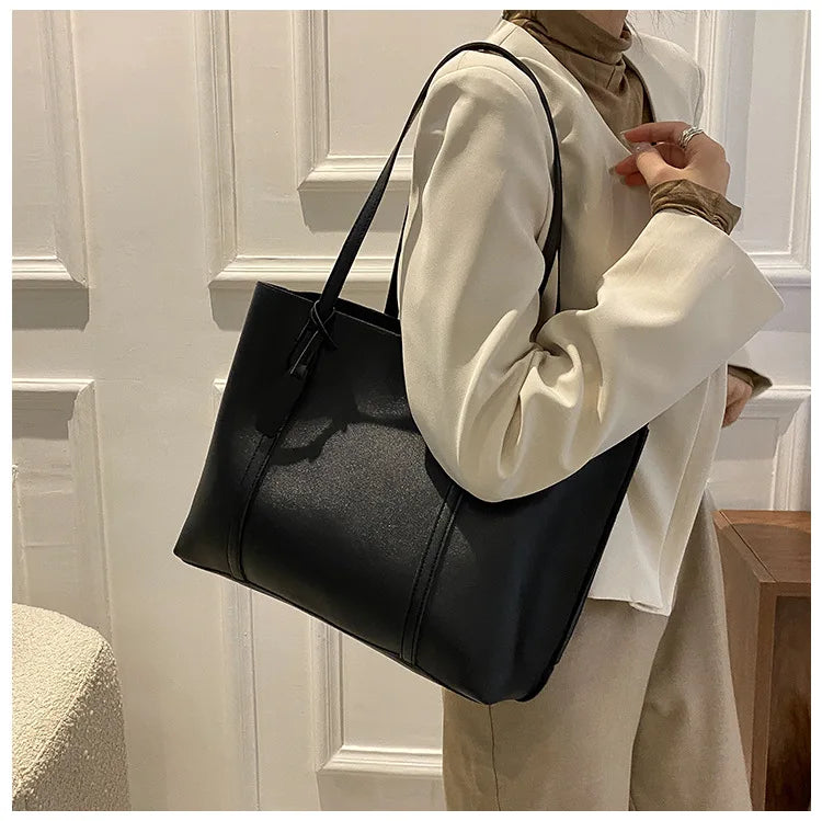 Large Capacity Women's Bag, New Soft Leather Tote Bag, Casual and Versatile Single Shoulder Bags for Woman Korean Style Handbags