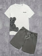 2026 Summer Casual Short-Sleeve Fashionable Breathable Sports Set Loose-Fit Quick-Dry Men's Short-Sleeve Hip-Hop Bear Print Set