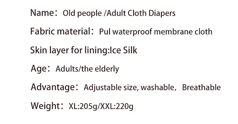 Ice Silk Adult Cloth Disaper Waterproof Old Man's Diaper Pants Reusable Diapers Trouser Pocket Anti-leak Breathable Nappy Pads