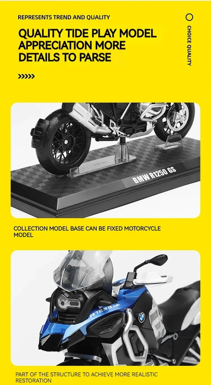 CCA R1250 GS. 1:12 Alloy Die-cast Car Motorcycle Model, Toy Gift Giving, Die-cast Static Motorcycle Model