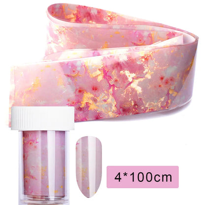 16Pc Holographic Nail Foil Set Starry Transfer 20*4cm Sticker Laser Flowers Leopard Mix Design Decal DIY Nail Art Decoration