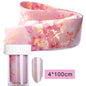 16Pc Holographic Nail Foil Set Starry Transfer 20*4cm Sticker Laser Flowers Leopard Mix Design Decal DIY Nail Art Decoration