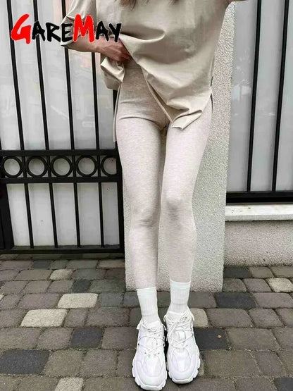 Women's Winter Leggings Ribbed Knitted Velvet Thermal Skinny Tights with Fleece Strech Cotton Beige Warm Leggings for Women 2025