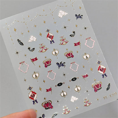 1PC 5D Korean Bronzing Nail Stickers Japanese Gold Silver Star Moon Luxury DIY Nail Art Decoration Decals Manicure Accessories