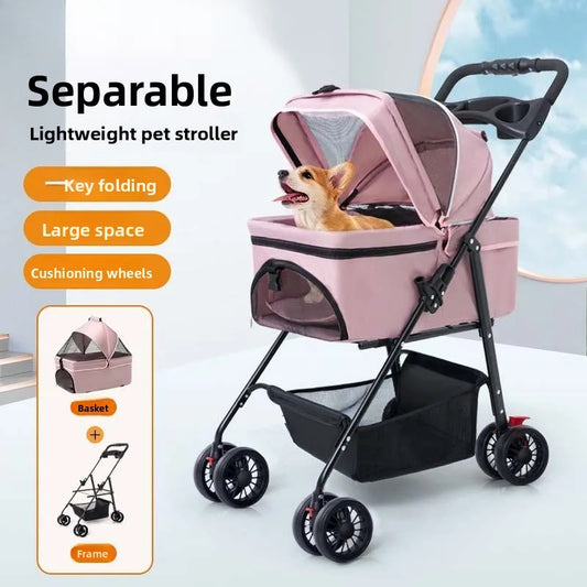 Pet cart Lightweight foldable out Pet cart Small dog cart Separable basket pet carriers and travel gear