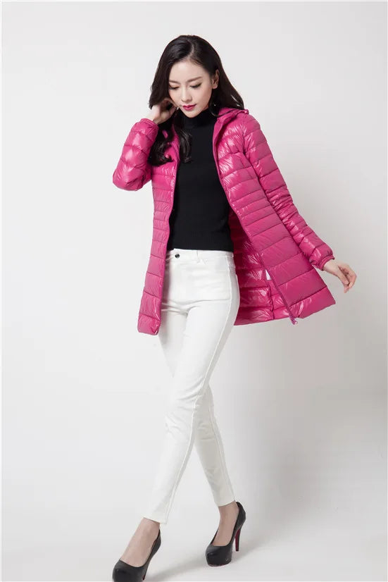 Women Spring/Autumn Ultra Lightweight Quilted Jacket 2023 New Woman Water and Wind-Resistant Big Size women Hoodies coat