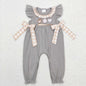 Wholesale Baby Girl Newborn Birthday Balloons Romper Bubble Embroidery Pink Plaid Bows Jumpsuit Kids Toddler Summer Clothes