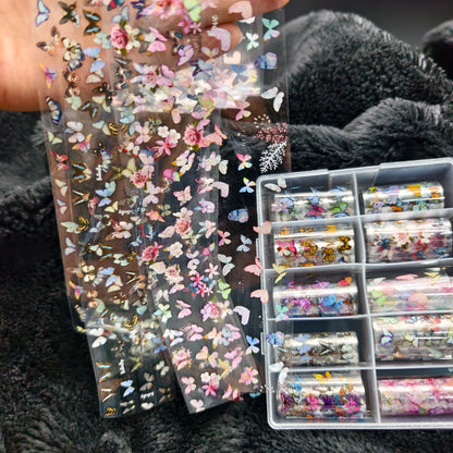 10Rolls Halloween  Flower Plaid Angel Marble  Bow Nail Foils Transfer Paper  Nail Art Stickers   Decal  Nails Decoration