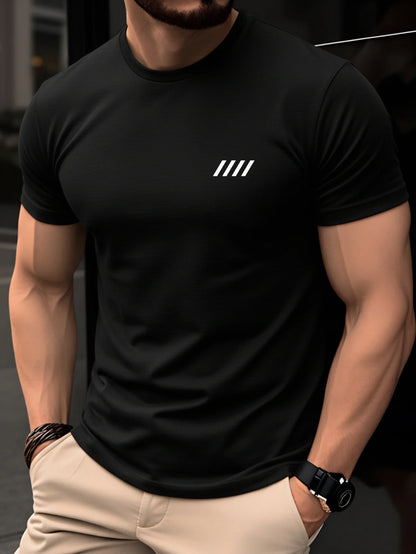 Summer men's 100% pure cotton casual fashionable loose retro compass mountain pattern printed round neck short sleeved T-shirt
