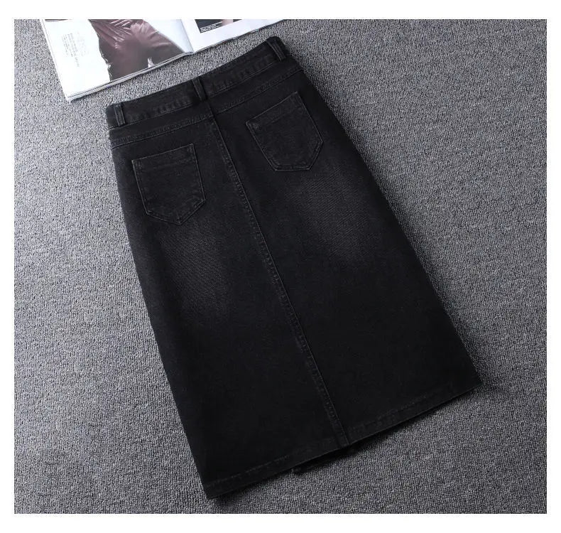 Denim Skirt Women's 2026 Spring/Summer New Slim High Waist Split One Step A-line Wrap Hip Skirts Female Casual Clothing