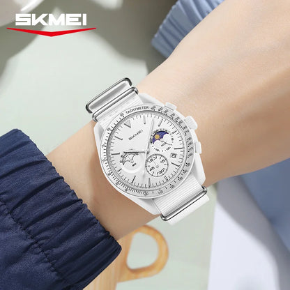 SKMEI 9392 Quartz Chronograph Watches Men Women Date 30M Waterproof Sport Wristwatch Fashion Nylon Strap Watch Gifts Reloj Mujer