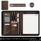 Executive Business A4 Leather Portfolio Folder Clipboard for Zippered Desk Organizer Document Briefcase Calculator for Office