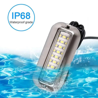 2PCS 27LED Blue/White/Red Stainless Waterproof Lights Underwater Pontoon For Marine Boat Transom&Blue Light Saig Lamp 50W