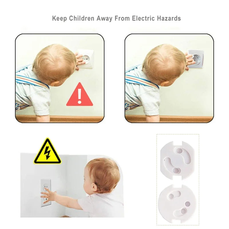 10pcs Baby Safety Child Electric Socket Outlet Plug Protection Security Two Phase Safe Lock Cover Kids Sockets Cover Plugs