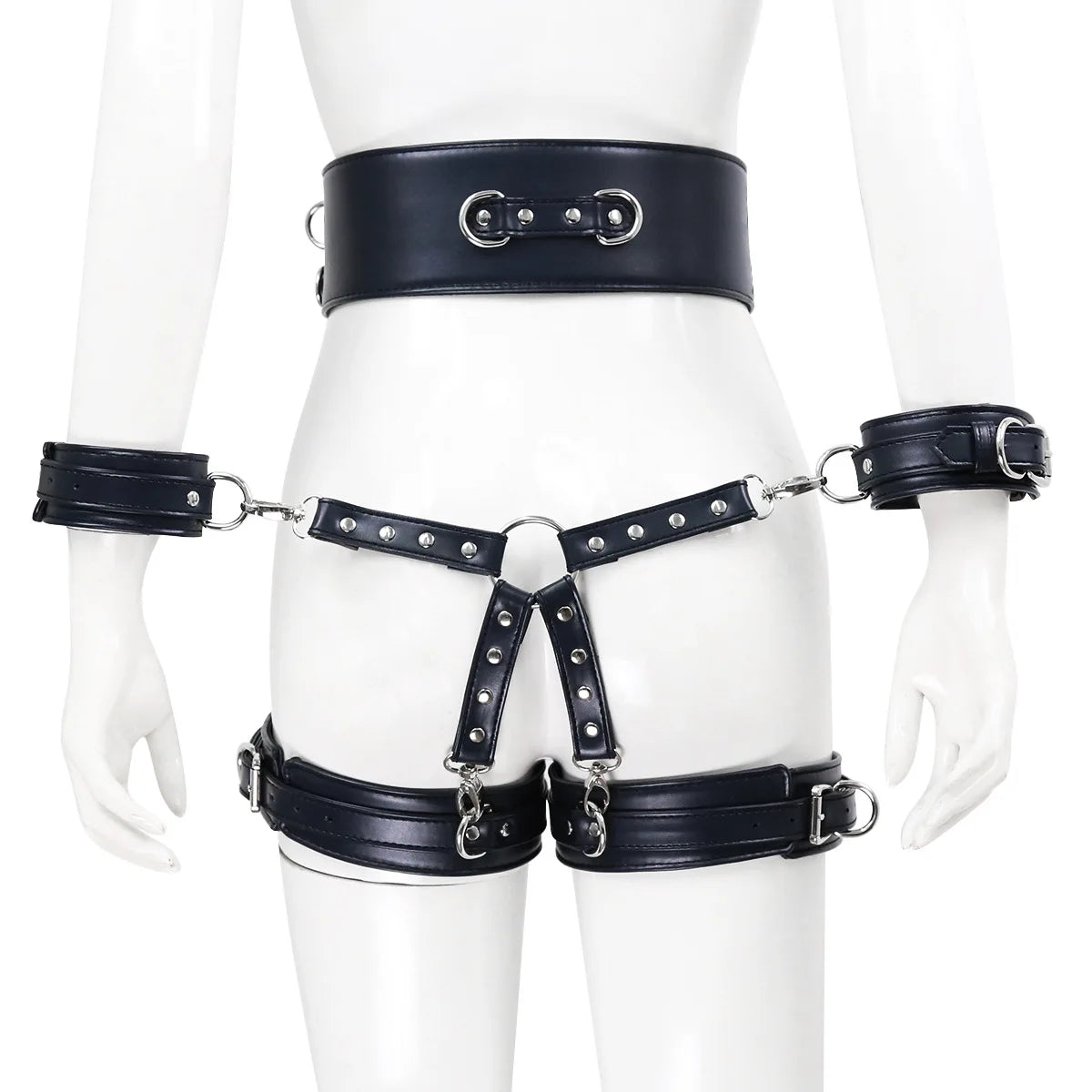 Professional BDSM Red Leather Harness Set Collar Handcuffs Restraint Kit for Women Slave Role Play Fetish Gear Adult Game Toy