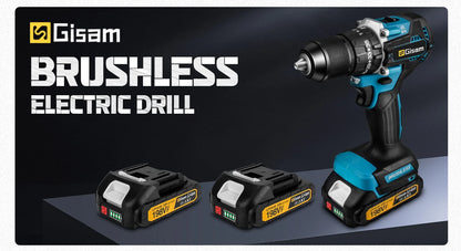 GIsam 13mm Electric Drill Brushless Impact Screwdriver Dual Speed 35+3 Torque Cordless Power Tool for Makita 18V Battery Pins