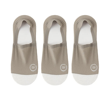 3Pairs Men's Invisible Socks Thin Breathable Comfortable High Quality Waffle Pattern Boat Sock Sweat-absorbing Casual Mesh Sox