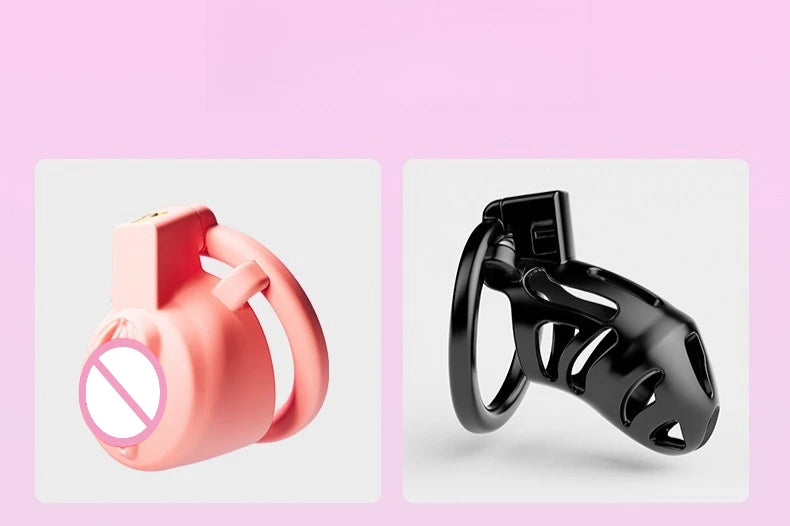 New Sissy Simulation Vagina Chastity Cock Cage Sex Toy with 4 Size Cock Ring Bdsm Penis Urethral Lock Adult Toy for Men