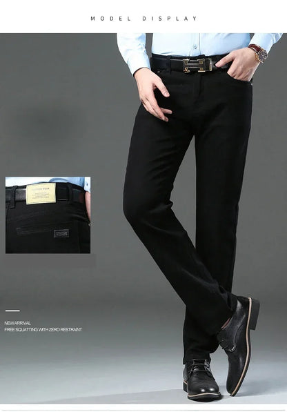 Autumn 96% Cotton Men's Stretch Slim Jeans Army Green Soft Comfortable Casual Straight Denim Pants Trousers Large Size 42
