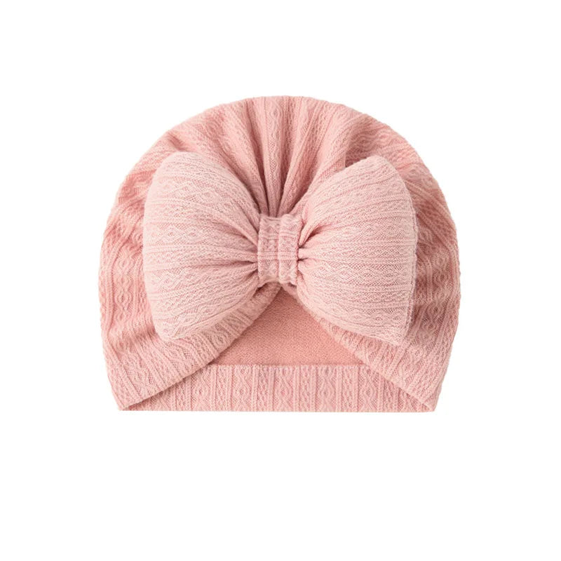 Cute Bowknot Baby Turban Hat Soft Newborn Baby Girls Indian Cap Solid Color Infant Boys Cap Beanies Headwrap