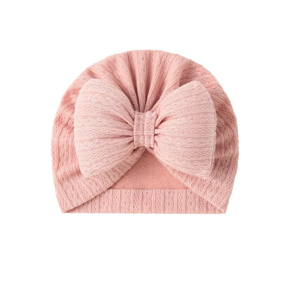 Cute Bowknot Baby Turban Hat Soft Newborn Baby Girls Indian Cap Solid Color Infant Boys Cap Beanies Headwrap