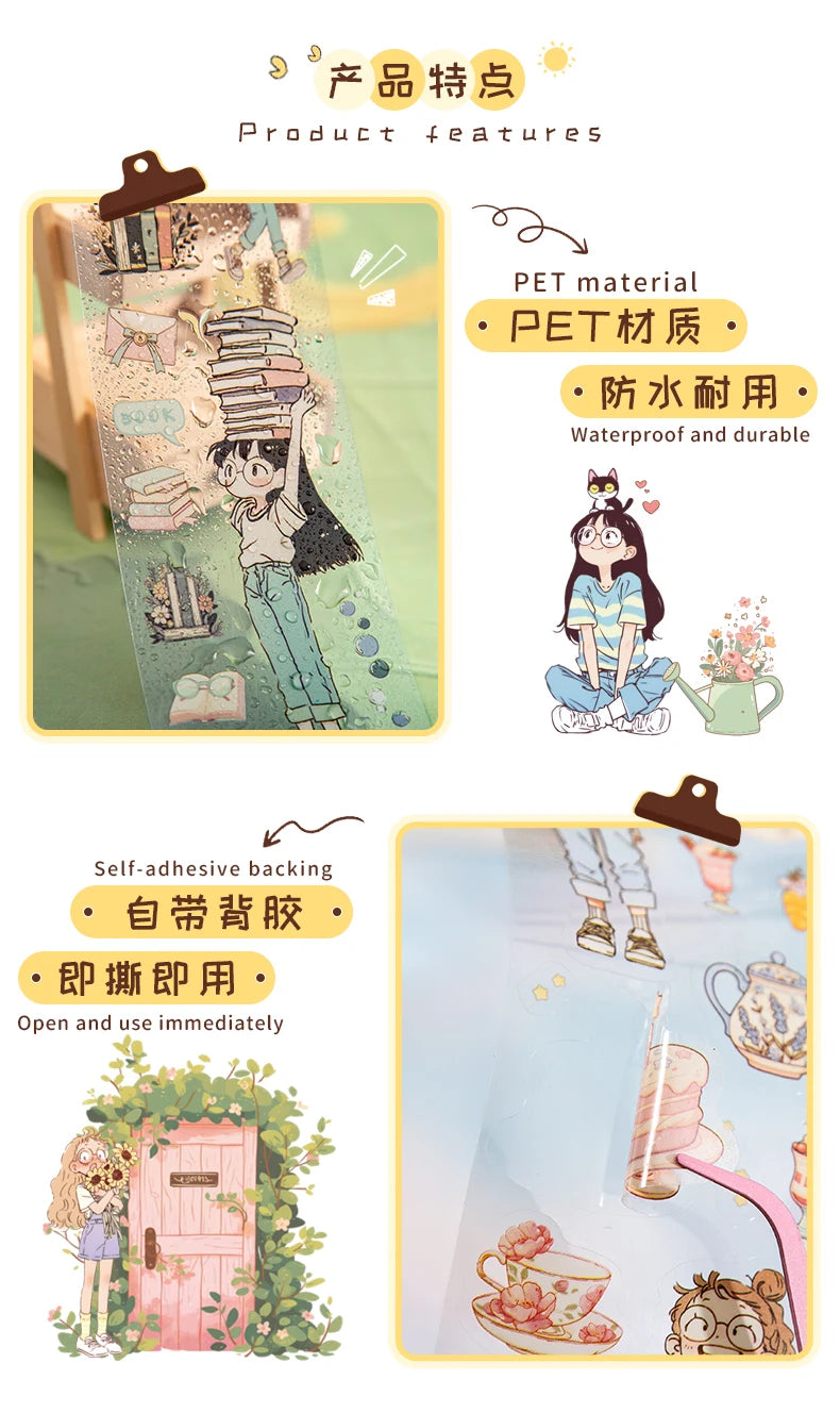 Mr Paper Washi Tape Kawaii 1 Roll  Character Scenery PET Stickers DIY Decoration for Journal Diary Scrapbooking Planners Cards