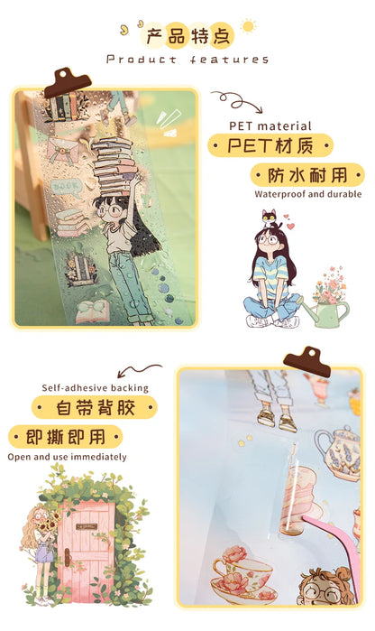 Mr Paper Washi Tape Kawaii 1 Roll  Character Scenery PET Stickers DIY Decoration for Journal Diary Scrapbooking Planners Cards