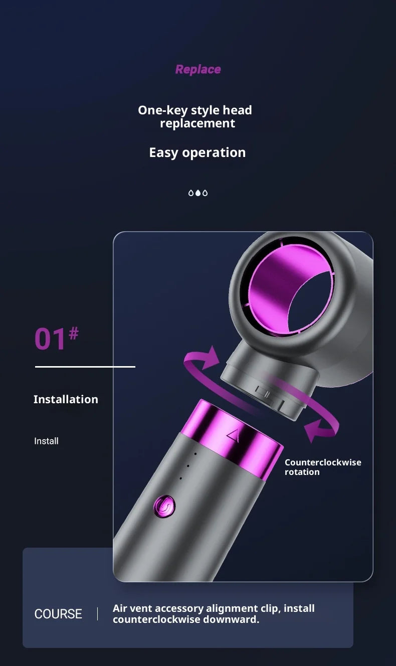 HOMEFISH 5-in-1 Electric Hair Dryer with Automatic Straight & Curling Iron Hot Air Comb & Diffuser for Outdoor Use AC Motor