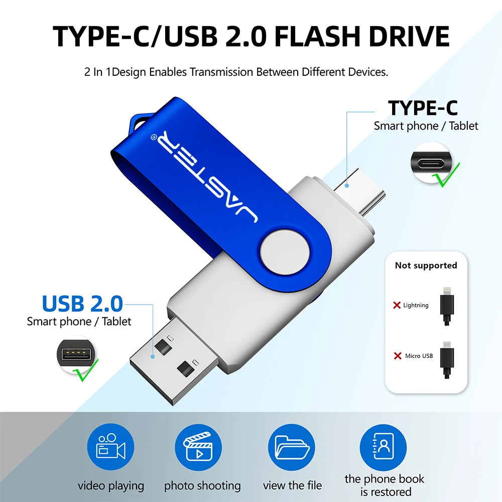 Free Custom Logo TYPE-C USB Flash Drive 128GB USB-C Pen Drive 64GB White Purple Memory Stick 32GB 16GB Pendrive Storage Device