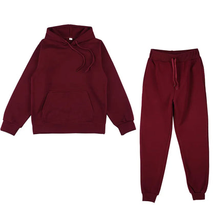 Men's Autumn and Winter New Solid Color Hoodie+pants Two-piece Set Fashionable Casual Sports Set Size S-3XL