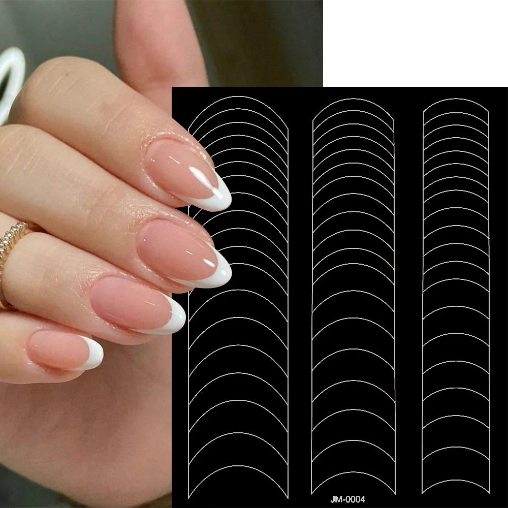 1pcs French Tip Guide Hollow Grid Nails Stencils Decals Self-Adhesive French Lines Nail Stickers Nail French Tips Guide Tools S@
