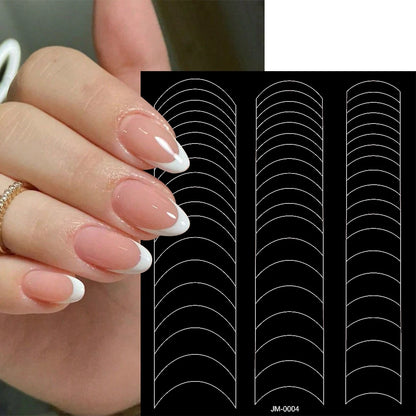 1pcs French Tip Guide Hollow Grid Nails Stencils Decals Self-Adhesive French Lines Nail Stickers Nail French Tips Guide Tools S@