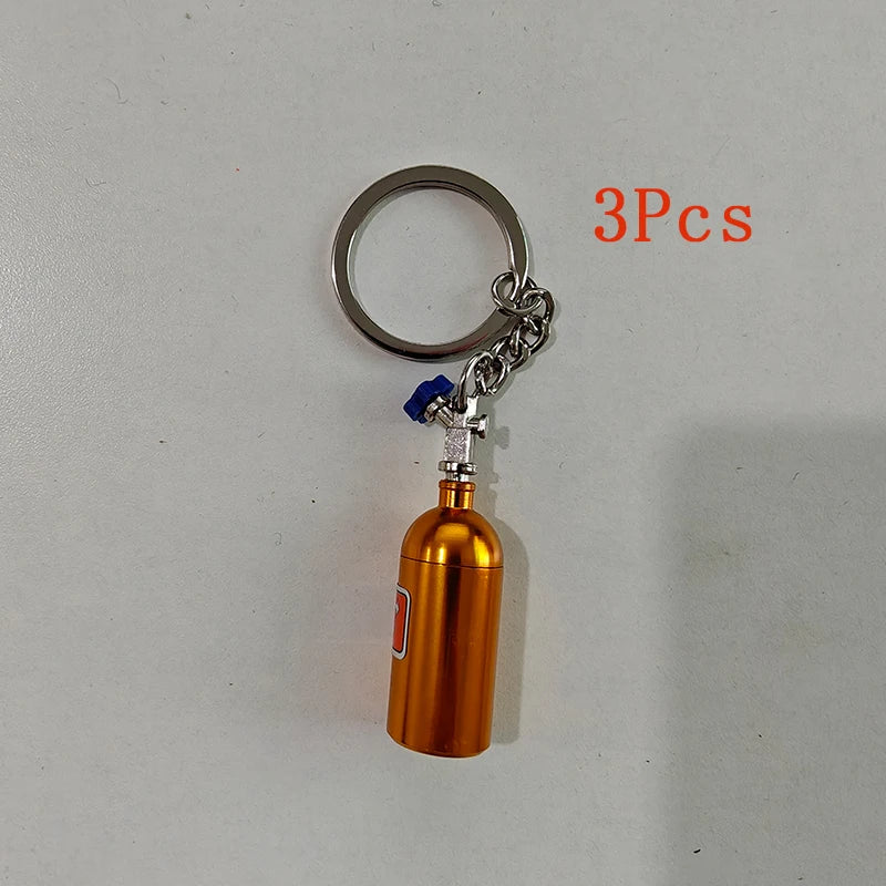 Ajrc 1/10 Simulation Climbing Car Universal Decorative Parts Nos Metal Simulation Nitrogen Bottle With Fixed Chain