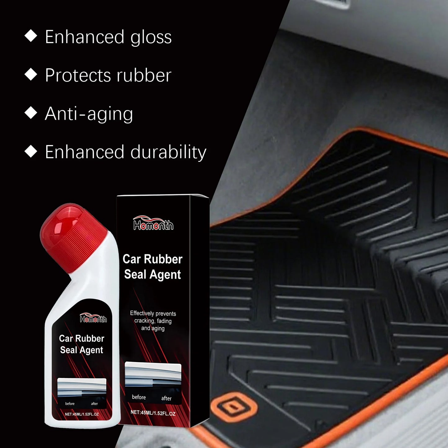 Car Rubber Care Agent–Anti-Aging, Repairs,Restores Black Luster,Resists High & Low Temperatures,Gentle Formula,Non-Corrosive