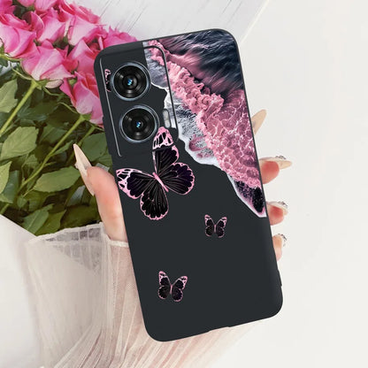 Case For Motorola Edge 50 Fusion Cover XT2429-1 Popular Flower Soft Black Silicone Phone Cases For Motorola G96 5G MotoG96 Funda
