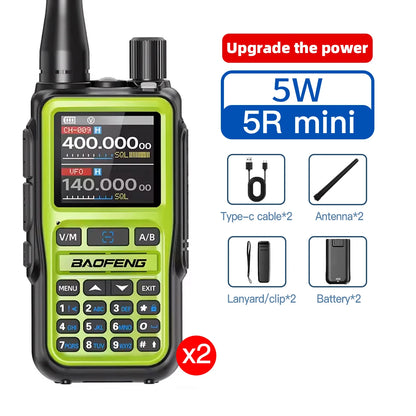 1/2PCS Baofeng UV-5R Mini Walkie Talkie Dual Band Dual PTT Bluetooth Programming Frequency Type-C Charger AM/FM Camping Portable