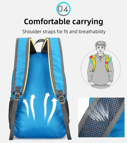 23L Packable Backpack Foldable Ultra Light Outdoor Duffle Bag Big Folding Knapsack Hiking Travel Rucksack Mountaineering Daypack