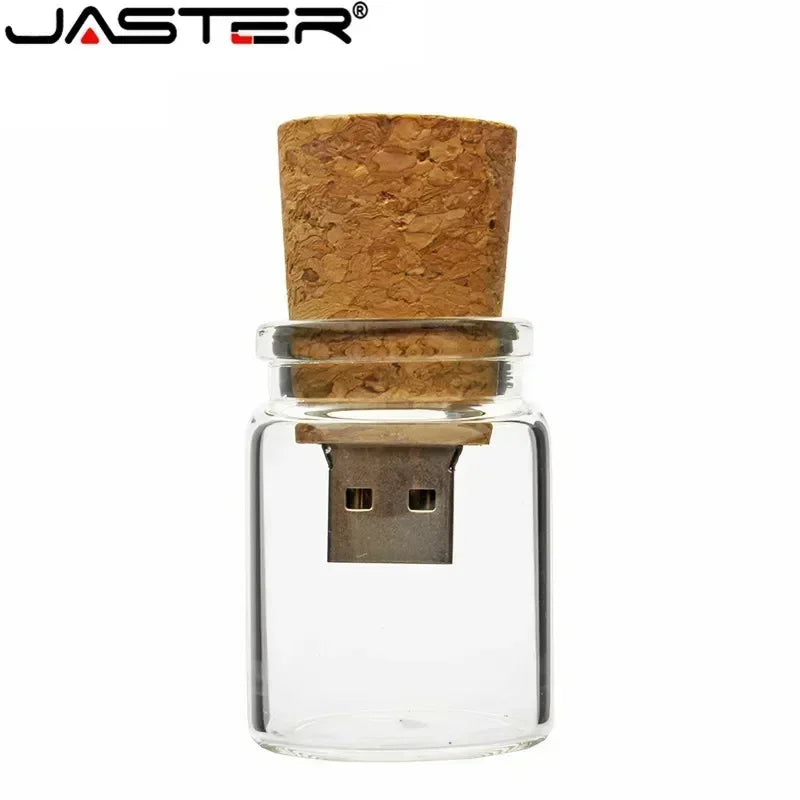 JASTER Glass Drift Bottle With Cork USB Flash Drive (Transparent) Pendrive 4GB 8GB 16GB 32GB 64GB 128GB Fashion Current Gift