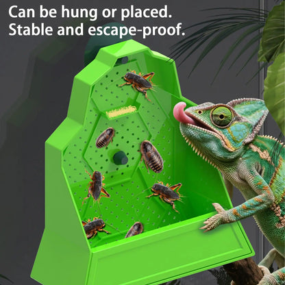 Corner Reptiles Feeder Box With Suction Cups Wall Mounted Terrariums Feeding Dish For Lizards Geckos Pet Reptile Feeder