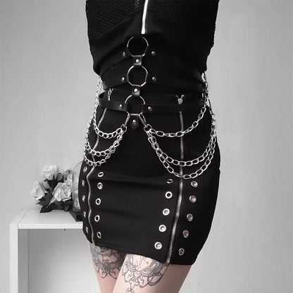 Bondage Flirt Toys Leather Clothes Shiny Leather New Metal Chain Stage Performance Clothes Erotic Supplies BDSM
