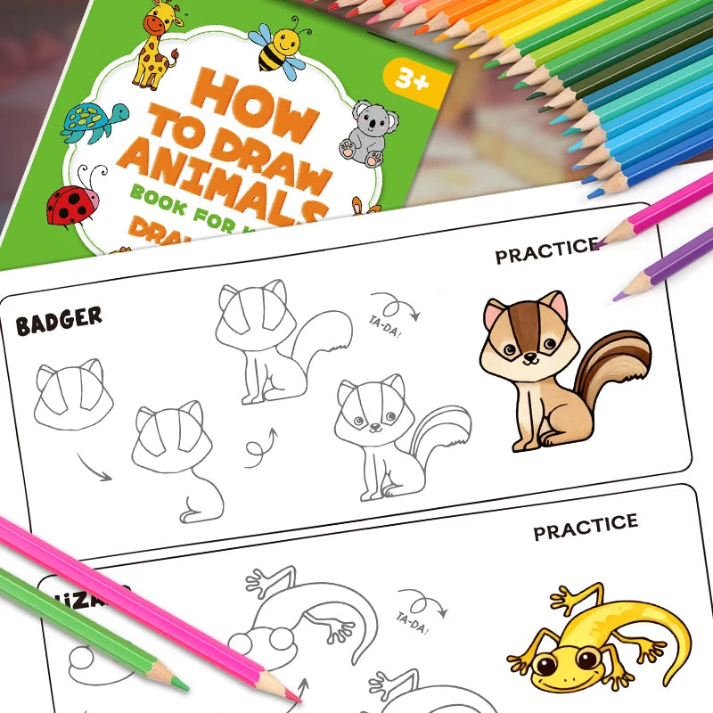 How to Draw Animals Step-by-Step Drawing Book- Learning Painting , Perfect for Creative Writing & Color Kids Drawing Book