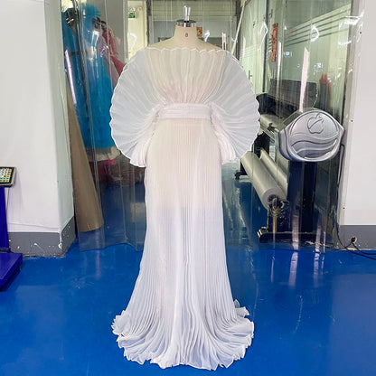 Fashion Organza Pleated Maternity Dress for PhotoShoot Pregnancy White Dress Plus Size Photography and Maternity Dresses YEWEN