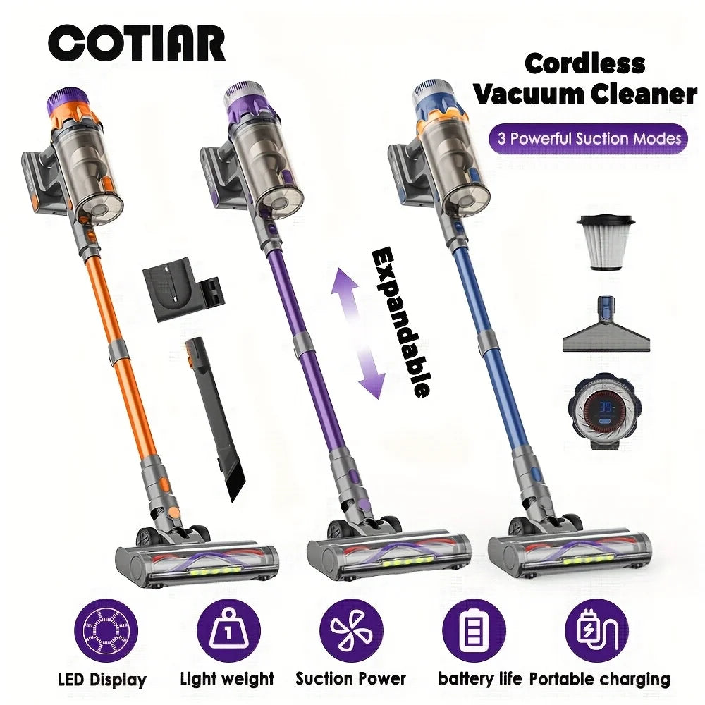 COTIAR S25 Cordless Vacuum Cleaner 650W 60kPa Strong Suction 70 Mins Runtime Handheld Home Appliance Portable Removable Battery